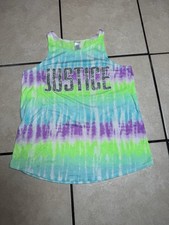 Justice Vibrant Tie- Dye  Glittery Logo Girl Tank Top Stretchy Size 12