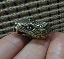 Vintage Knick Knacks Solid Brass Cool Vivid Snake Head Animal Figurine Pendant