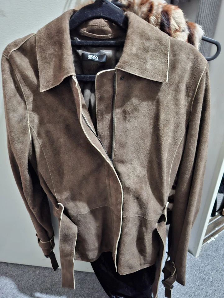 Hugo Boss Leather Suede Jacket Men's Large ~ Brown - Image 4 of 4