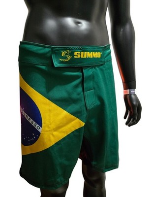 Brazil Flag MMA Adujustable Waistband Fight Shorts - Martial Arts Fight Shorts