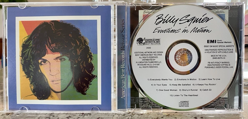 Billy Squier Emotions in Motion CD 1982 Rare American Beat 2007 Like New! Foto 3 de 4