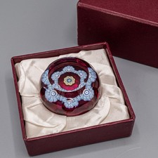 READ - Perthshire Paperweight PP32 Q 1985 Millefiori Miniature Blue Ruby Red