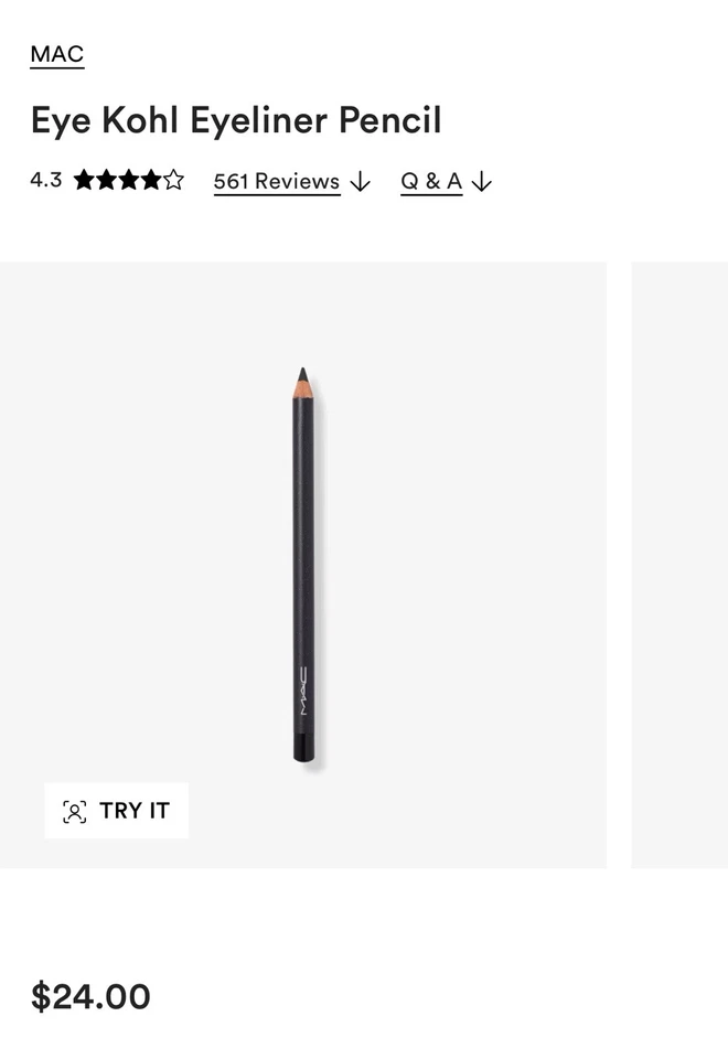 Lápiz delineador de ojos Mac Eye Kohl Smolder 0,048 oz tamaño completo nuevo sin caja lote de 2 Foto 2 de 3