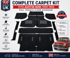 Carrelli Hessian Backed Interior Car Carpet Set Black Fits Austin MINI 1959-1993