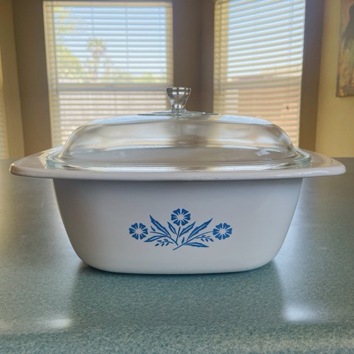 Vintage Corning Ware Blue Cornflower Dutch Oven - 5 Quart Casserole Dish With Lid