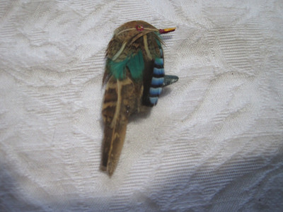 Hand Made Colorful Real Feathers Bird Pin 2'' Long
