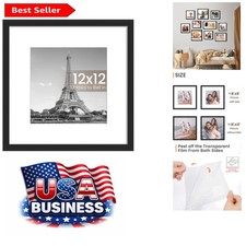 Elegant 12x12 Black Picture Frame   Displays 8x8 with Mat or 12x12 Photos