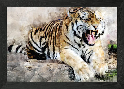 Roaring Tiger Aquarell gerahmt Wandbild Poster Leinwanddruck Bild