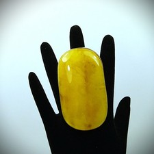 Massive Butterscotch Amber 925 Silver Ring - Adjustable - OOAK Collectible