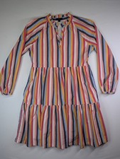 J. Crew Dress Women’s Size ST Multi-Color Vertical Stripe Tiered Popover Dress