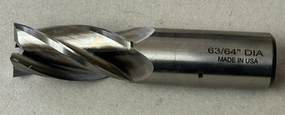 1 PUTNAM Tools 95341 END MILL HSS Through Spindle Coolant 63/64DIAx1x2  * 4Flute
