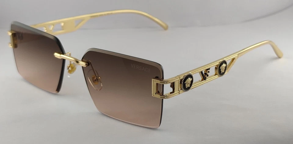 豪华范思哲太阳镜 | 玫瑰金镜框 100% 紫外线防护棕色镜片 — 第 3/4 张图片