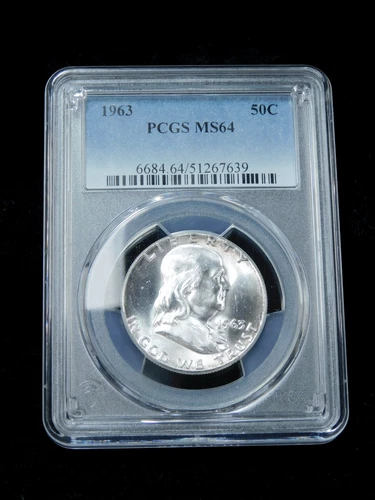 1963 50c Franklin Silver Half Dollar - PCGS MS64