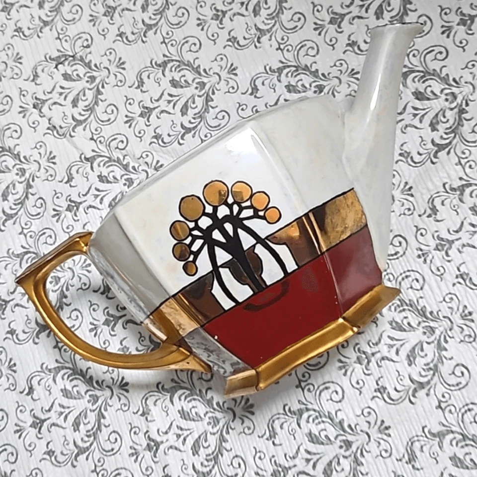 Antiguo juego de té de 3 piezas Altroblau MZ oro 24k Art Deco firmado checo 1926 Foto 4 de 4