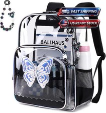 Clear Backpack for School - Heavy Duty Transparent Bookbag for Girls Boys Large