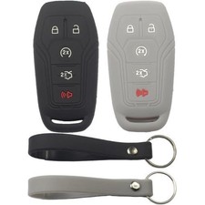 2Pcs Rubber Silicone 5 Buttons Smart Key Fob Cover Case Prot Color: Black Gray