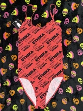Ethika New With Tags Women's Pull-On "The Bodysuit" Red & Black Logo SZ Small