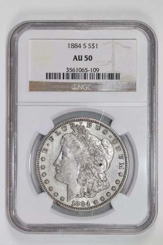 1884-S MORGAN DOLLAR NGC AU50