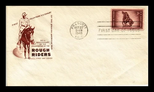 ROUGH RIDERS 50TH ANNIVERSARY FDC SCOTT 973 HOUSE OF FARNAM CACHET US COVER