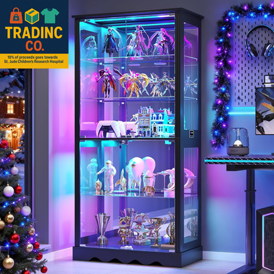 #ad Display Cabinet with Glass Doors 71#x27;#x27; Tall Curio Cabinet with RGB Lights for Co $319.99