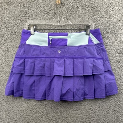 Lululemon Run Pace Setter Skirt Skort Power Purple Bold Stripe Tennis Women's 8