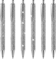 Jeyiour 6 Pcs Bling Pen Cute Diamond Wedding 1 Count (Pack of 6), Silver 