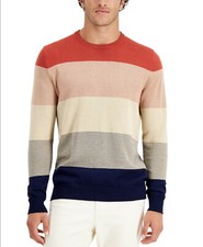 Men's Orange Combo Club Room 100 Cotton Sweater, Size Medium