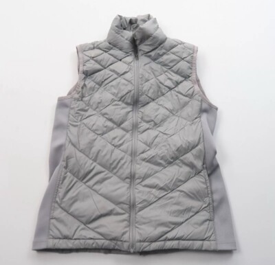 Lucy Womens Down Vest Size Large Grey Full Zip Lightweight
