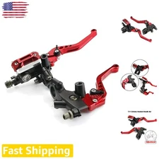 Universal 7/8" Aluminum Motorcycle Brake & Clutch Levers Set - Red Finish