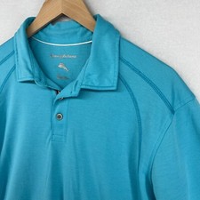 TOMMY BAHAMA Shirt Mens L Polo Golf Performance Beach Short Sleeve Blue