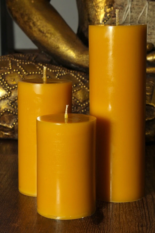 ELIGE TU TAMAÑO DE PILAR 100% PURA CERA DE ABEJAS Velas Orgánicas Algodón Mecha Cera de Abeja Foto 2 de 4