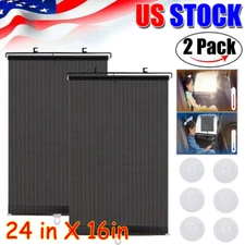 2PCS Sun Shade Retractable for Car Blocks Heat & UV Rays Car Side Windows Shade 