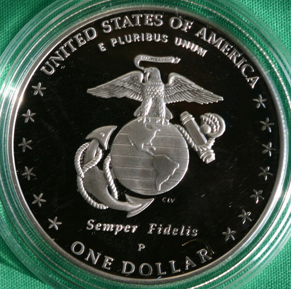 2005 P Marine Corps Proof Silver Dollar Marines 230th Anniversary
