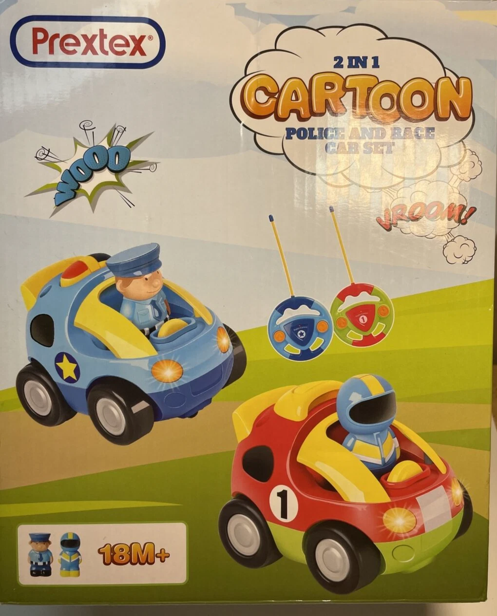 Pretex 2 in 1 Cartoon Police and Race Car Set