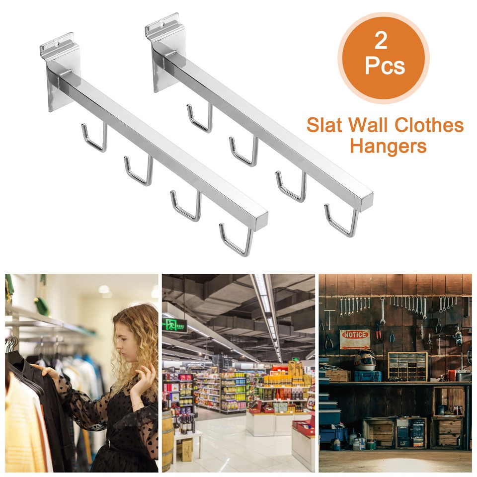 2 Pack Slat Wall Clothes Hangers, 12 Inch Waterfall Rack Slat Wall