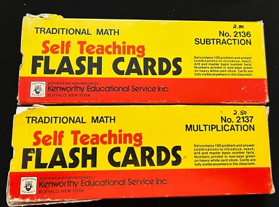 Kenworthy Flash Cards Traditional Math Self Teaching Multiplication Subtraction