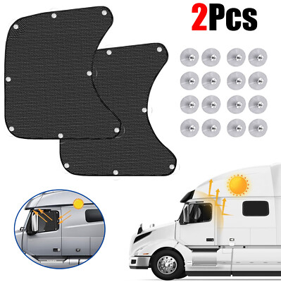 2X Side Window Shade Window Sun Shade UV Protection Mesh Screen For Semi Truck