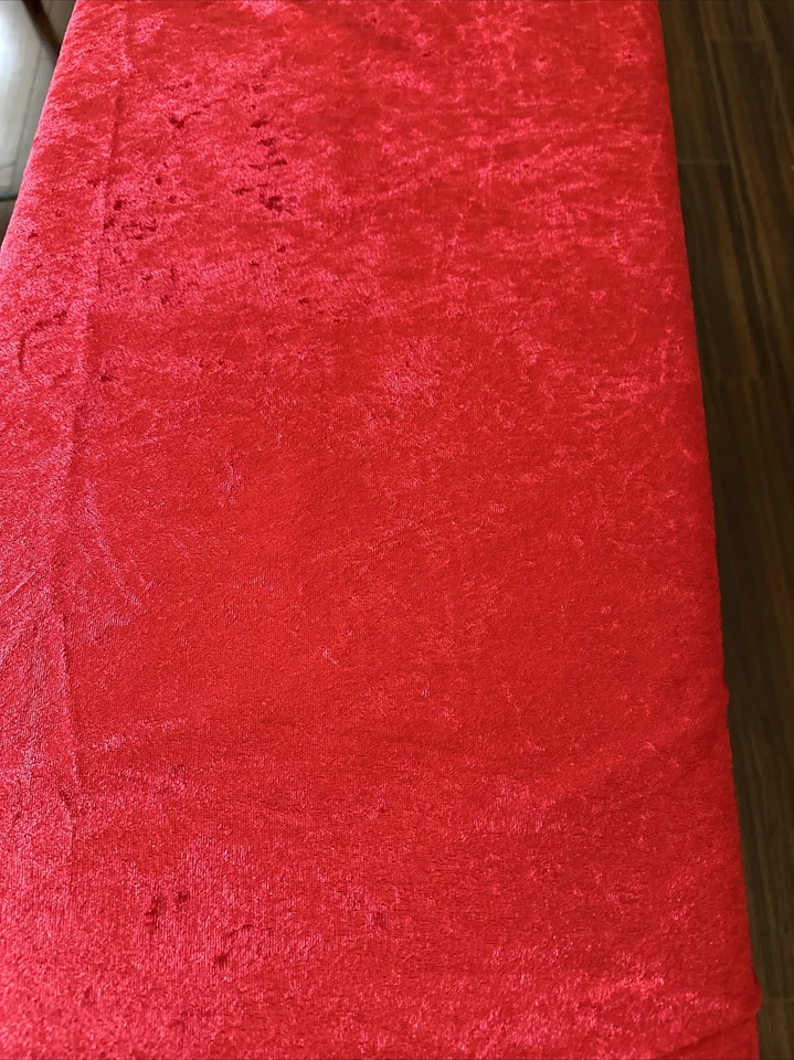 Vintage Crushed Red Velvet Velour Knit Fabric 64”x3yds - Image 3 of 4