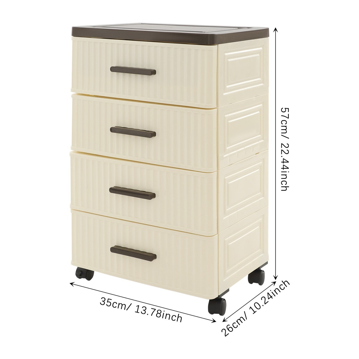 4-Tier PP Storage Cabinet with 4 Drawers and 360-Degree WheelsUS