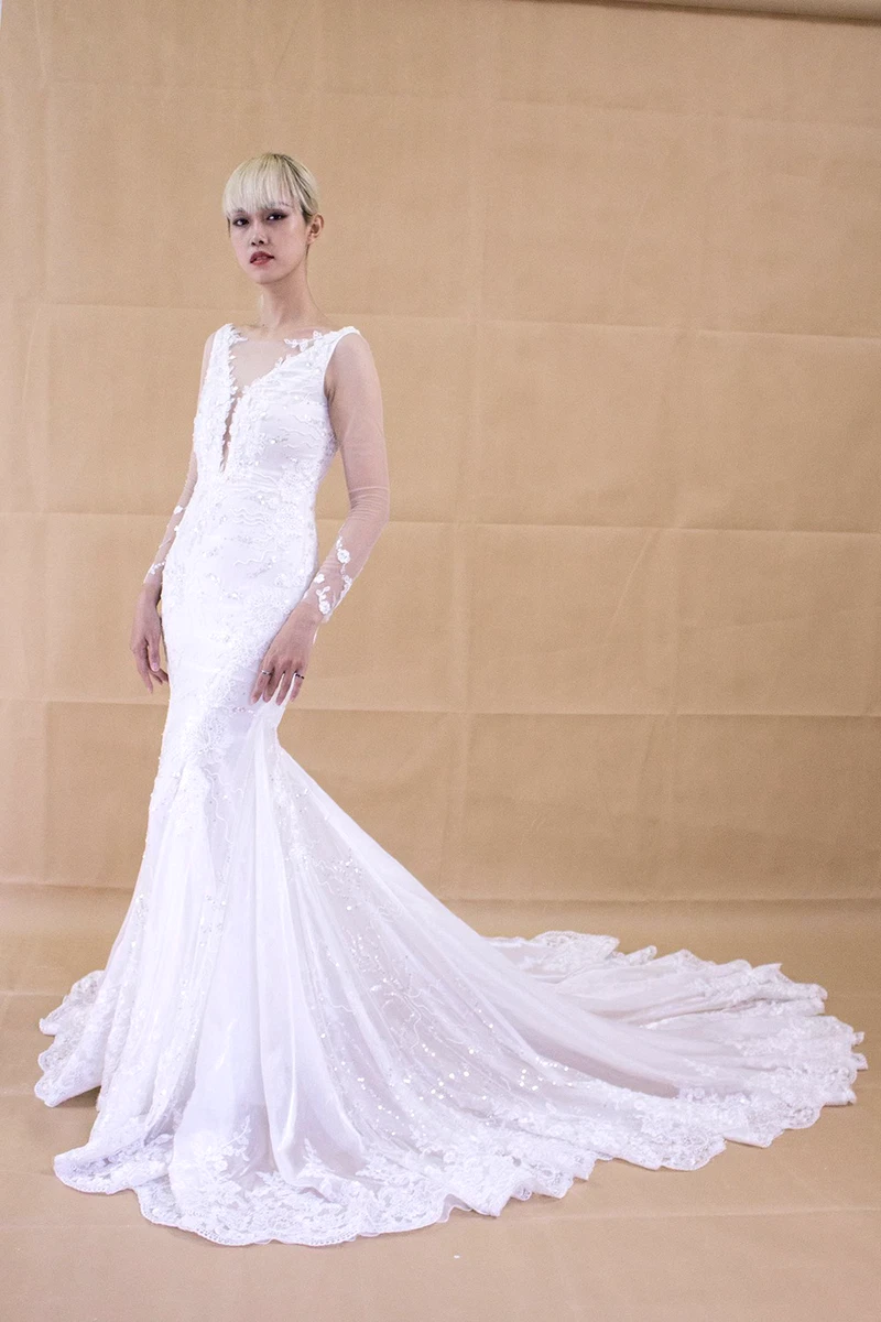 white trumpet mermaid dress Trumpet-Mermaid Court Train Mikado Wedding Dress Appliques COCOMELODY CW3650, 45 Days / Ivory / US0-UK2-EUR30