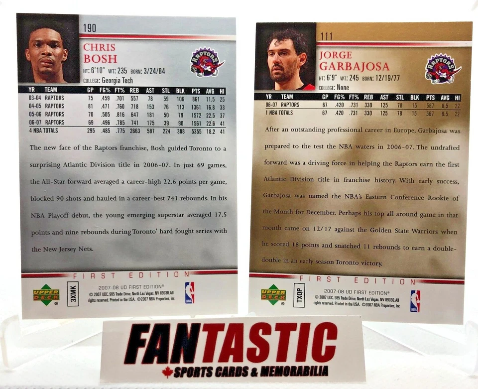 Toronto Raptors 2007-08 Upper Deck UD First Edition NBA Basketball YOU PICK - Image 2 of 2
