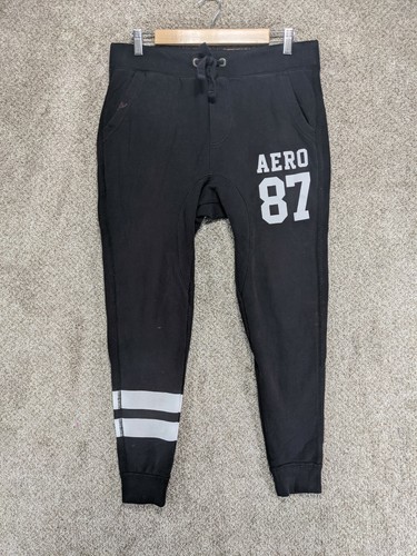 Aeropostale Black Joggers White Stripes 
