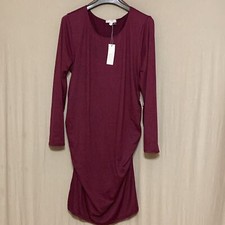 NWT Nine Britton burgundy longsleeved knit midi dress with ruched sides Size XXL
