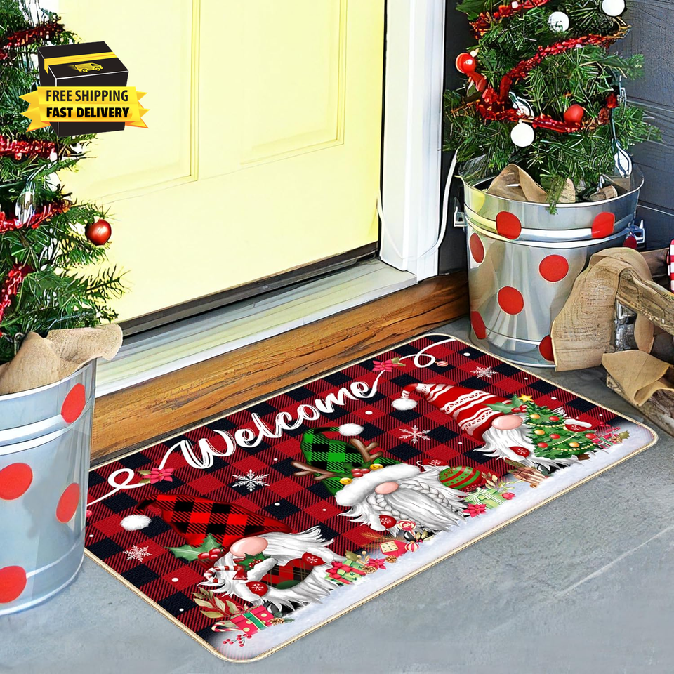 Christmas Decorative Doormat Christmas Gnome Door Mat Non Slip