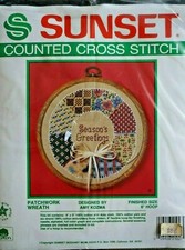 Sunset Counted Cross Stitch Patchwork Wreath Season's Greetings Kit 1027 NEW