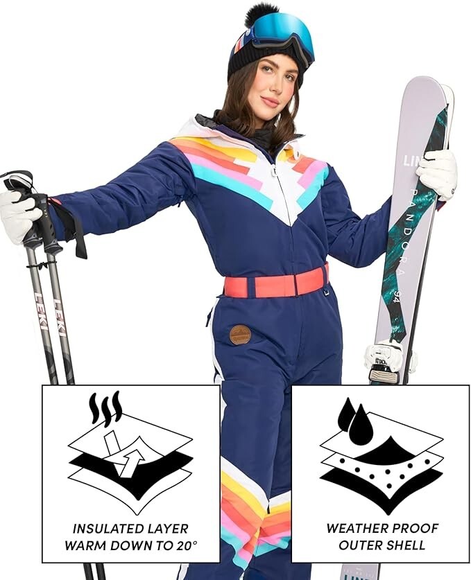 Tipsy Elves Snow Suits for Women Retro Cute Women’s Insulated Ski