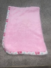 Le Bebe Favorite Baby Blanket Owl Trim Pink White Green Leaves RARE