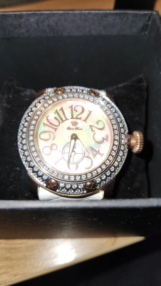 RELOJ MUJER GLAM ROCK MIAMI 46mm GR10532D PRECIO DE VENTA SUGERIDO POR EL FABRICANTE $4595 DIAMANTE BAZEL Foto 3 de 4
