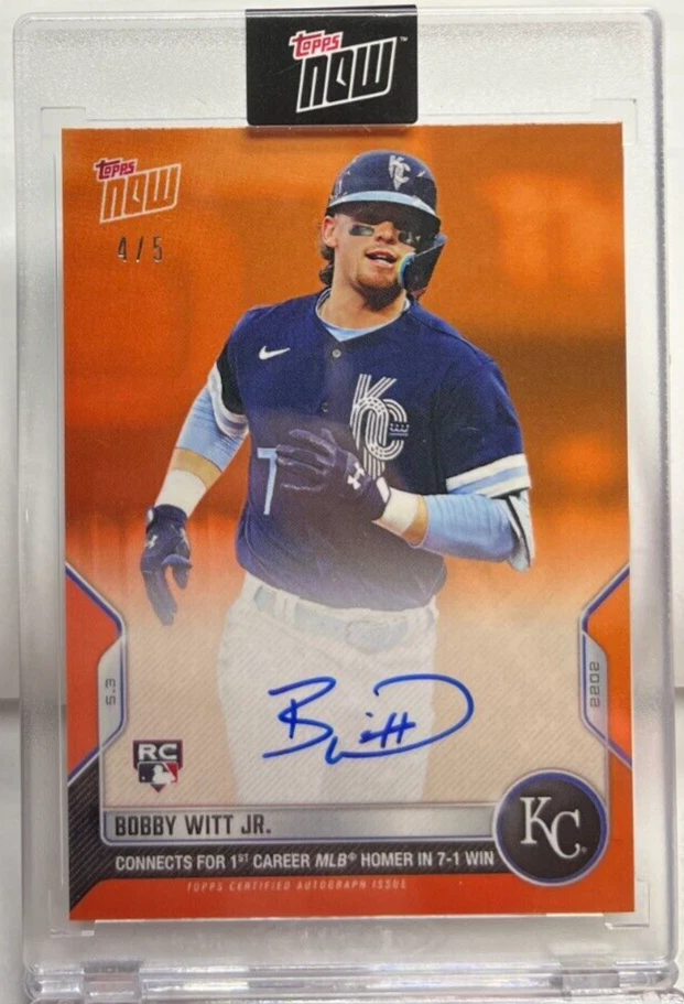 Bobby Witt Jr. 5/3/2022 Topps Now 1st MLB HR - ORANGE Autograph 