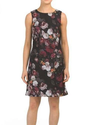 Abito ADRIANNA PAPELL 6 Prada fantasia floreale twill linea A nuovo con etichette $119